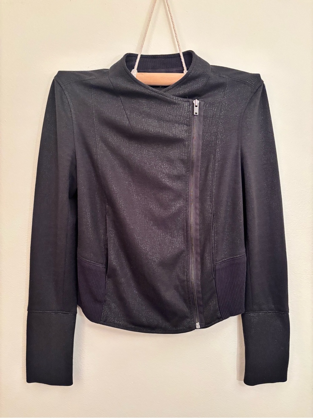 Express Black Faux Leather Asymmetrical Zip Jacket
